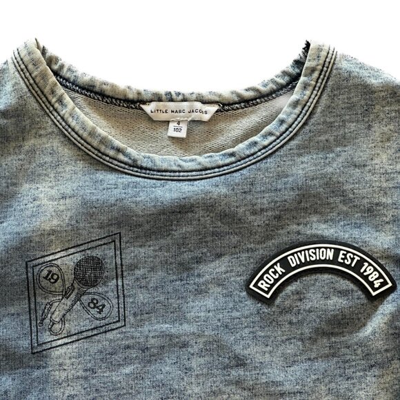 Little Marc Jacobs Distressed Denim Cotton Logo Patches Embroidery Sweatshirt 4 - Picture 12 of 14
